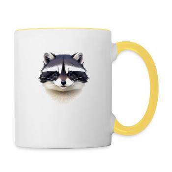 Ratons laveurs Mignon Dessin animé Raton laveur 10 - Mug contrasté - blanc/jaune - Droite