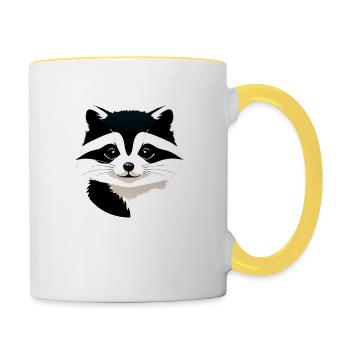 Raccoons Cute Cartoon Raccoon 6 - Contrasting Mug - white/yellow - Right