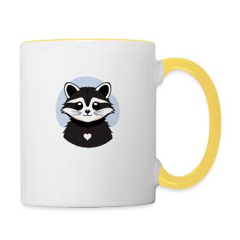 Raccoons Cute Cartoon Raccoon 4 - Contrasting Mug - white/yellow - Right