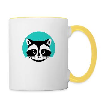 Ratons laveurs Mignon Dessin animé Raton laveur 19 - Mug contrasté - blanc/jaune - Droite