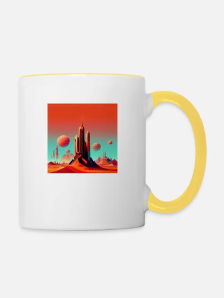 Kolonisation des Mars - Tasse zweifarbig - Weiß/Gelb
