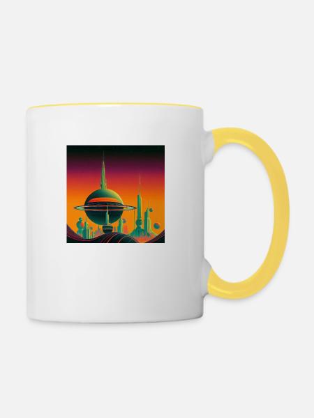 Kolonisation des Saturn - Tasse zweifarbig - Weiß/Gelb