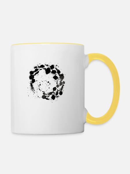 fischschwarm,fisch,malerei,schwarz,graffiti,rochen - Tasse zweifarbig - Weiß/Gelb
