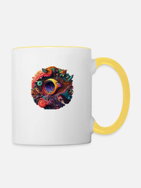 Trippy-Design2 - Tasse zweifarbig - Weiß/Gelb