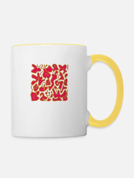 Abstraktion - Tasse zweifarbig - Weiß/Gelb