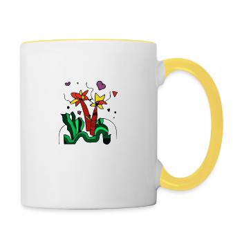 Un monde de jungle - Mug contrasté - blanc/jaune - Droite
