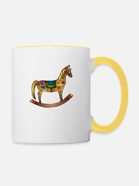Pferd - Tasse zweifarbig - Weiß/Gelb