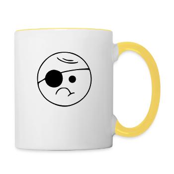 Emoji croquis cache-œil noir - Mug contrasté - blanc/jaune - Droite