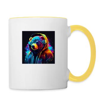 Cool Gaming Bear - Contrasting Mug - white/yellow - Right