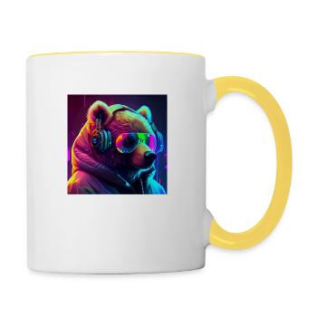 Cool Gaming Bear - Contrasting Mug - white/yellow - Right