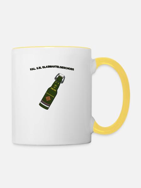 Glasmantelgeschoss - Tasse zweifarbig - Weiß/Gelb