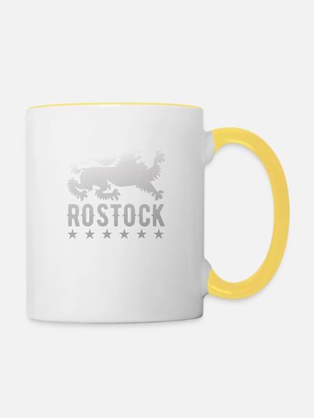 Rostock Heimat Stolz Rostocker Geschenk - Tasse zweifarbig - Weiß/Gelb