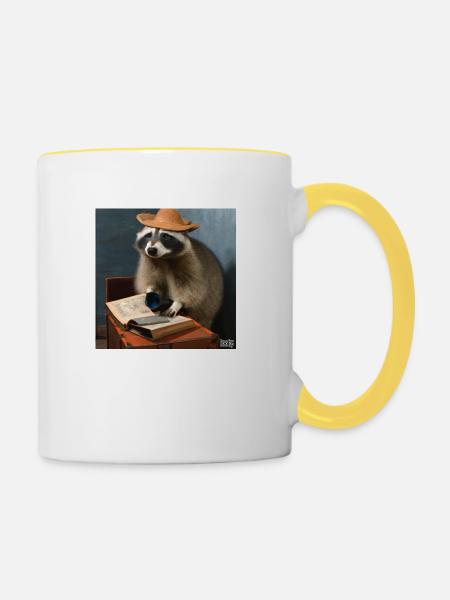 lookylooky Racoon - Tasse zweifarbig - Weiß/Gelb