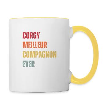 CORGY MEILLEUR COMPAGNON EVER - Mug contrasté - blanc/jaune - Droite