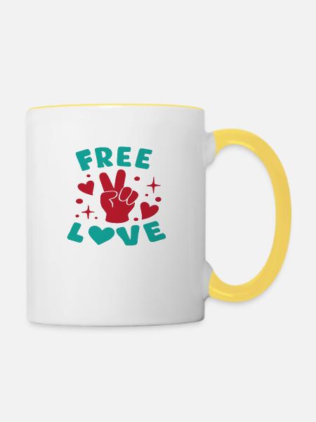 Free Love - Tasse zweifarbig - Weiß/Gelb