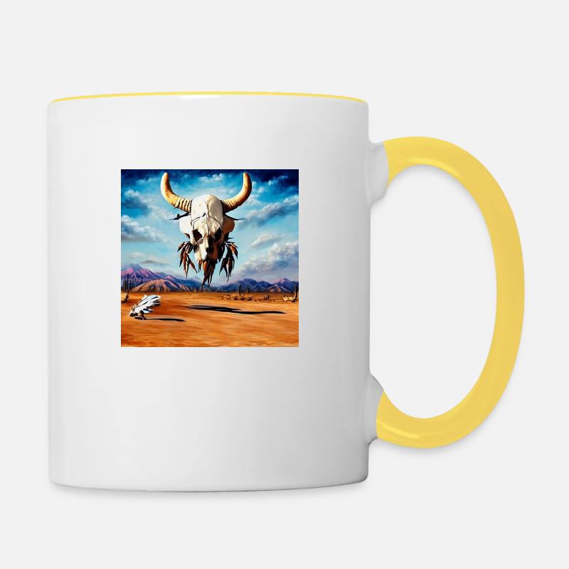 Crâne de buffle volant - Mug contrasté - blanc/jaune