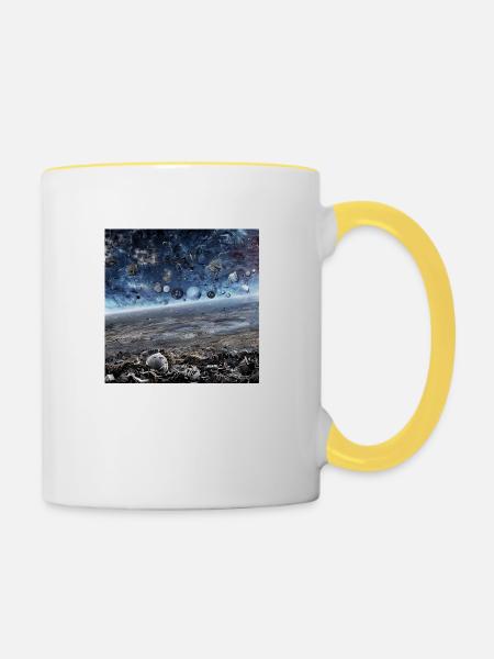 Zerstörte Erde - Tasse zweifarbig - Weiß/Gelb