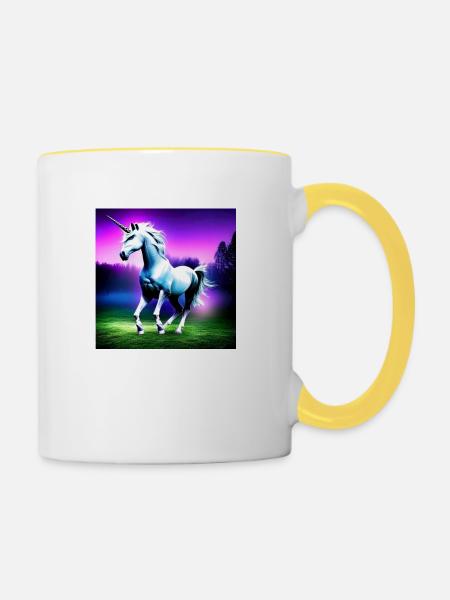 Weißes Einhorn - Tasse zweifarbig - Weiß/Gelb