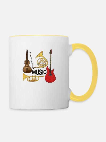 Musikinstrumente - Tasse zweifarbig - Weiß/Gelb