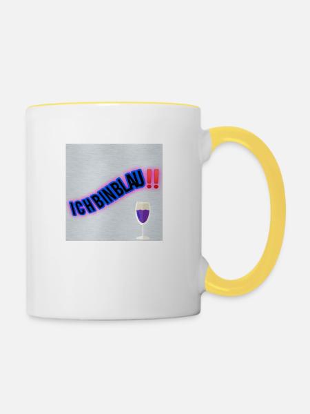 Blau - Tasse zweifarbig - Weiß/Gelb