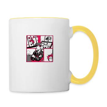 Der Schachspieler - Tasse zweifarbig - Weiß/Gelb - Rechts