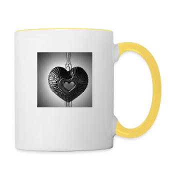 Metall Herz Schmuck - Tasse zweifarbig - Weiß/Gelb - Rechts
