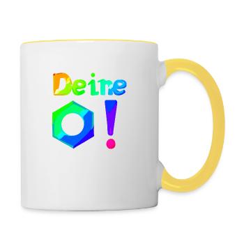 Deine Mutter! | Lustiger Spruch | Beleidigung - Tasse zweifarbig - Weiß/Gelb - Rechts
