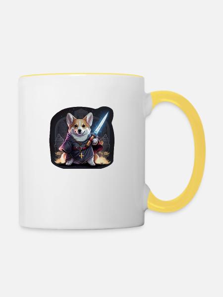 CorgiKreuz-Ritter - Tasse zweifarbig - Weiß/Gelb