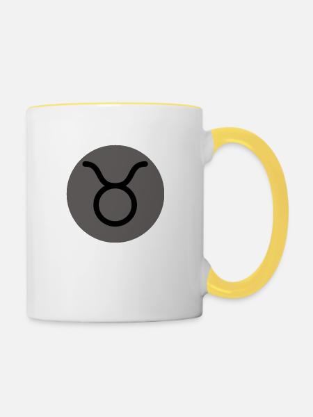 Sternzeichen Stier - Tasse zweifarbig - Weiß/Gelb