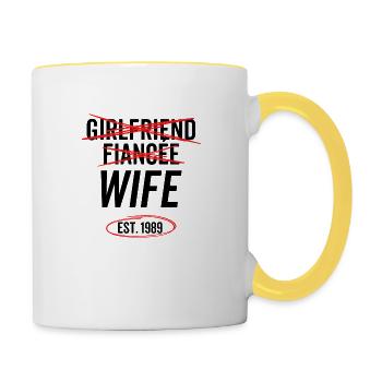 Petite amie Fiancée Femme Est 1989 - Mug contrasté - blanc/jaune - Droite