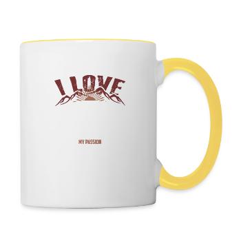 I Love Hiking My Passion Retro Hiker Wildlife - Tasse zweifarbig - Weiß/Gelb - Rechts