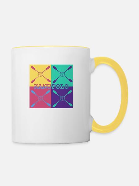 Kanupolo - stylisch und sportlich - Tasse zweifarbig - Weiß/Gelb