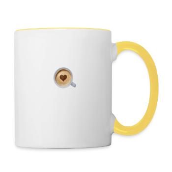 Es ist Zeit für Kaffee-Grunge - Tasse zweifarbig - Weiß/Gelb - Rechts