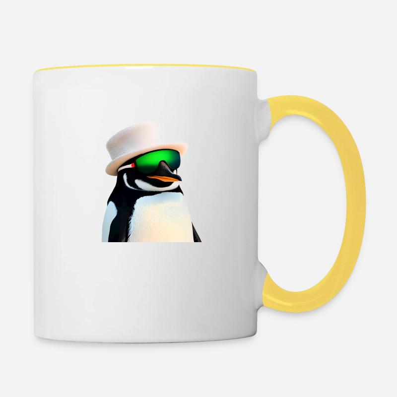 Penguin Cool - Contrasting Mug - white/yellow