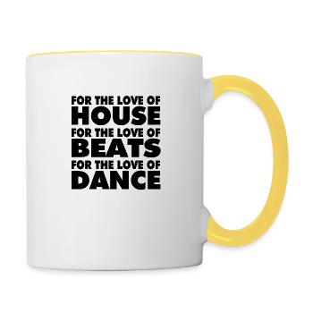 T-shirt blanc FOR THE LOVE - Mug contrasté - blanc/jaune - Droite