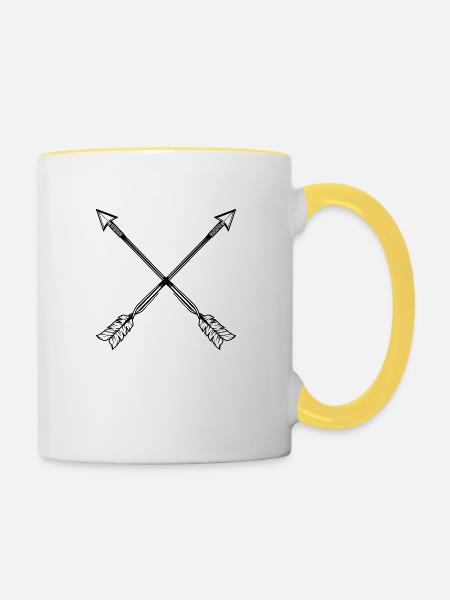 Pfeile - Tasse zweifarbig - Weiß/Gelb