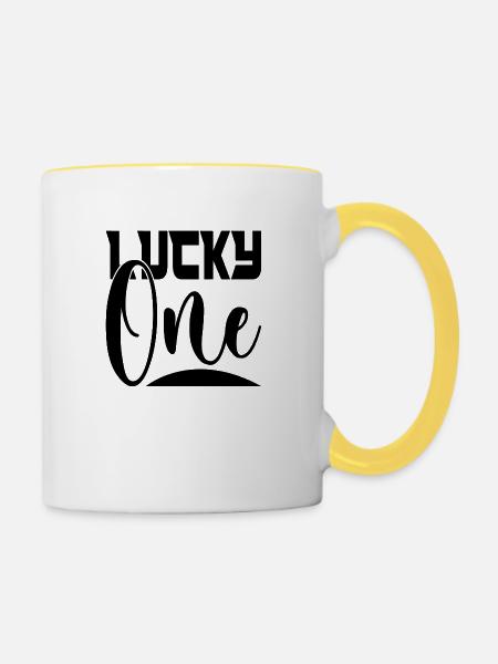 Lucky One - Tasse zweifarbig - Weiß/Gelb