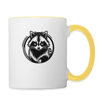 Waschbär - Tasse zweifarbig - Weiß/Gelb - Rechts