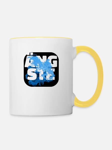 Ängste blau - Tasse zweifarbig - Weiß/Gelb