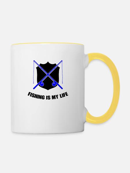 Fishing Wappen - Tasse zweifarbig - Weiß/Gelb