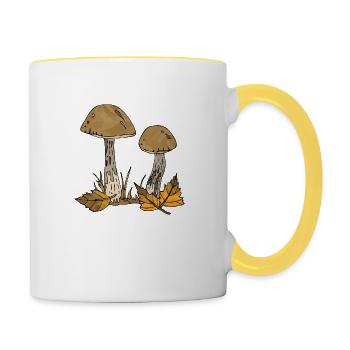 Pilze - Tasse zweifarbig - Weiß/Gelb - Rechts