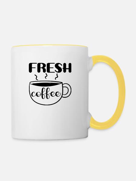 Fresh Coffee - Tasse zweifarbig - Weiß/Gelb