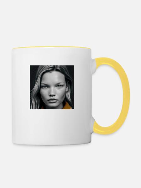 Kate M als Mädchen - Tasse zweifarbig - Weiß/Gelb