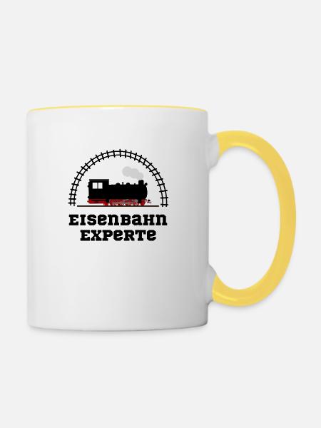eisenbahn experte - Tasse zweifarbig - Weiß/Gelb