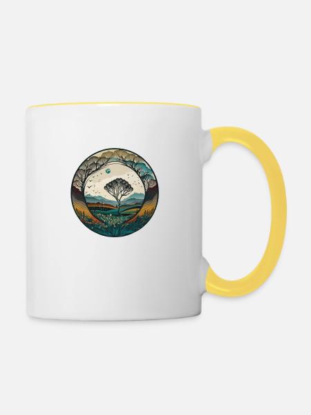 Natürliches Paradies - Tasse zweifarbig - Weiß/Gelb