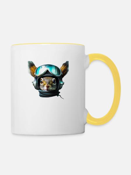 Fliegerhörnchen - Tasse zweifarbig - Weiß/Gelb