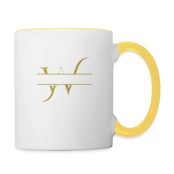 Personalisierter Blumengoldbuchstabe W - Tasse zweifarbig - Weiß/Gelb - Rechts
