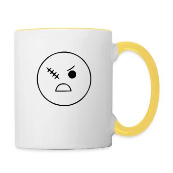 Emoji Sketch Scar Eye Noir - Mug contrasté - blanc/jaune - Droite