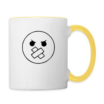 Emoji sketch mouth glued black - Contrasting Mug - white/yellow - Right