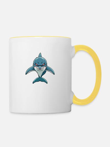 Krok der gefährliche Delfin - Tasse zweifarbig - Weiß/Gelb